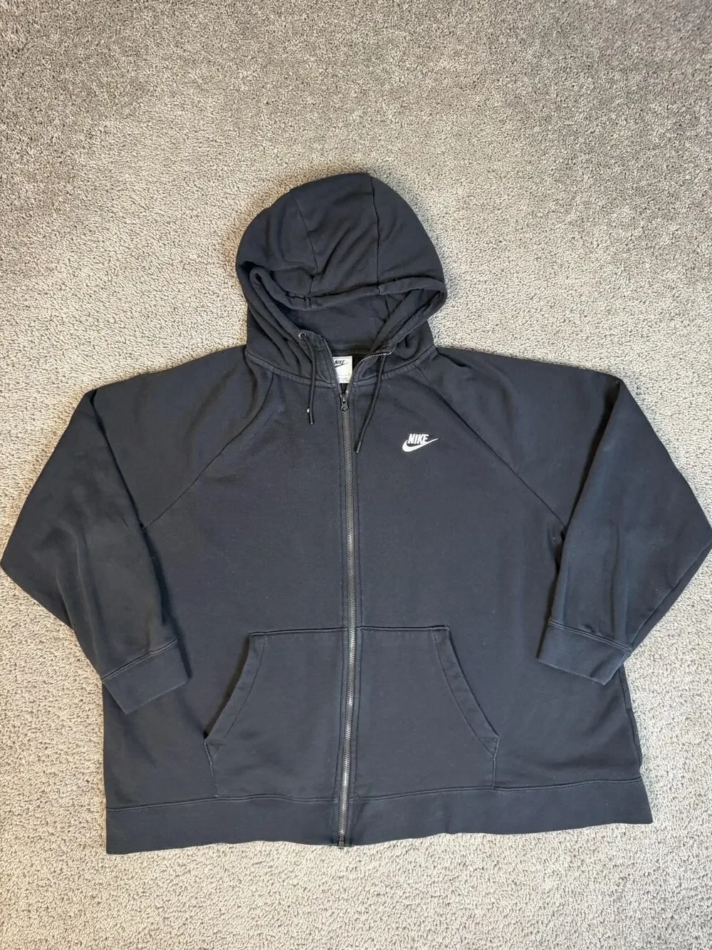 Nike Hoodie Womens 2X Black Full Zip Hooded Fleece Pockets Heavyweight